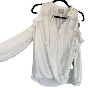 Anthropologie Sheer Open Shoulder Blouse